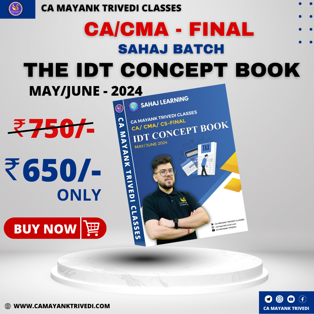 Book - CA/CS/CMA FINAL Indirect Tax Concept Book & Compiler (GST, Customs & FTP) May / Nov 2024 by CA Mayank Trivedi Image 1